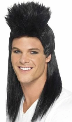 80's Rocker Pruik Zwart