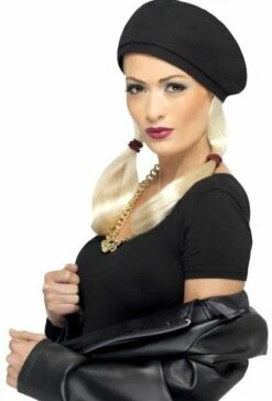 90's Grunge Girl Hoed Met Blonde Staartjes