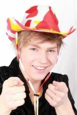 Cowboyhoed Rood/wit/geel