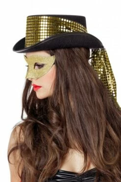 Dameshoed Paillettenband Goud