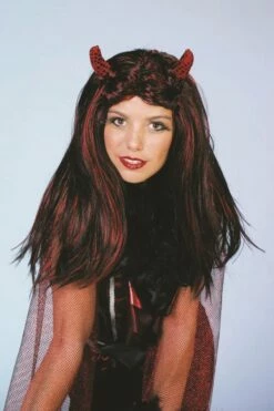 Duivelin Pruik Met Paillettenhoorntjes