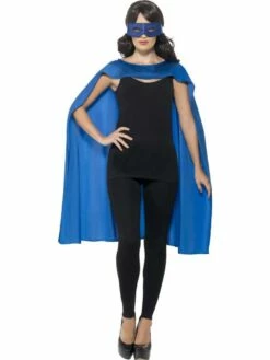 Helden Cape Met Masker Blauw