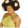 Krulpruik Daisy Bruin Oversized Met Bloemen -PruikPret Winkel krulpruik daisy bruin oversized met bloemen