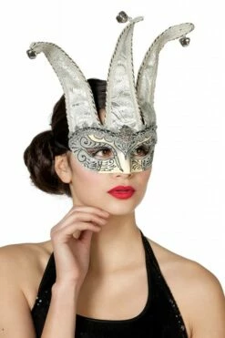 Masker Joker Met Belletjes Zilver