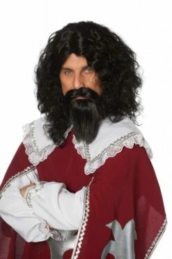 Musketiers Pruik Met Baard En Snor