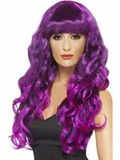 Paarse Lange Siren Pruik