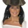 Piratenhoed Lederlook Bruin Met Haar -PruikPret Winkel piratenhoed lederlook bruin met haar