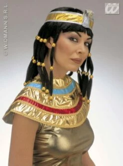 Pruik Cleopatra Inclusief Hoofdband En Kraag