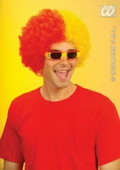 Pruik Krullen Rood/geel