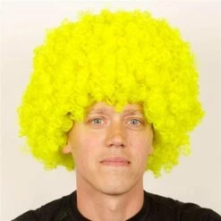 Pruik Krullenbol Groot Geel