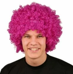 Pruik Krullenbol Groot Paars