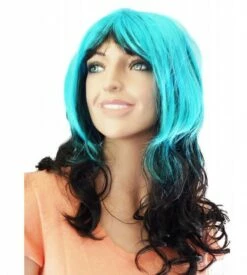 Pruik Lang Haar Blauw/zwart Kristie