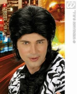 Pruik Wetlook Zwart Man
