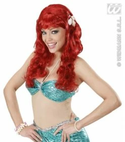 Pruik Zeemeermin Rood Met Schelpen