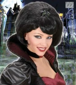 Pruik Zwarte Weduwe Met Spin