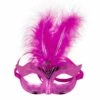Venetiaans Masker Metallic Magenta -PruikPret Winkel venetiaans masker metallic magenta