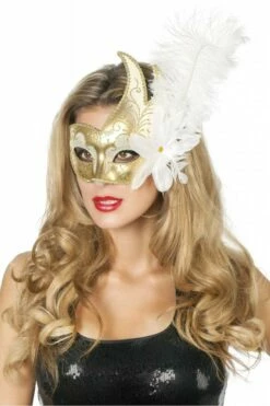 Venetiaanse Masker Met 2 Punten Wit