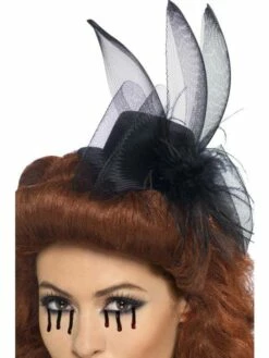 Zwart Dames Hoedje Met Veren En Tule