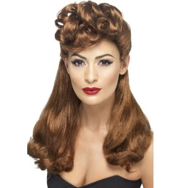 Voorkant -PruikPret Winkel 40s vintage pruik auburn